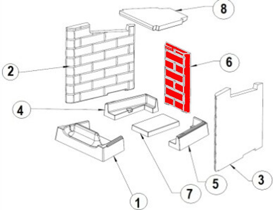 Austroflamm Ceres 450/510 ladrillo de la pared trasera A