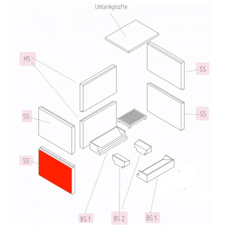 Haas+Sohn Esprit II 185.16 Seitenstein links unten Brennraumstein