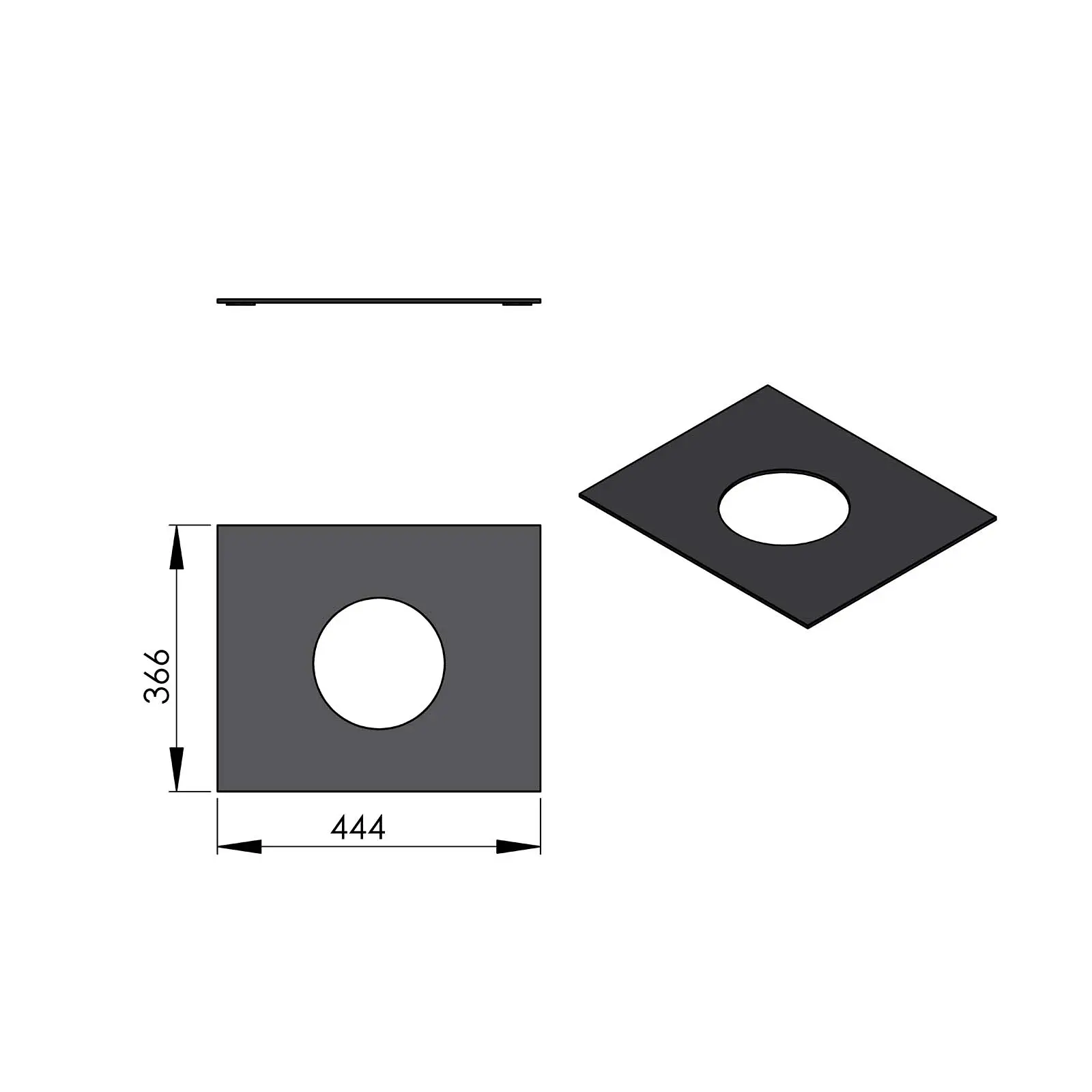 Termatech TT60W placa de cubierta acero negro