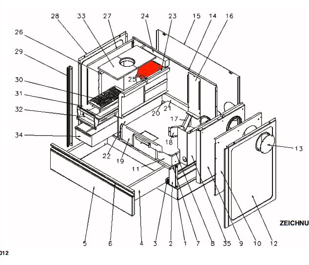 Wamsler K176A-70 Rückwandstein unten B