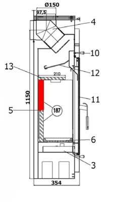 Haas+Sohn Alta 218.17 Rückwandstein oben Brennraumstein