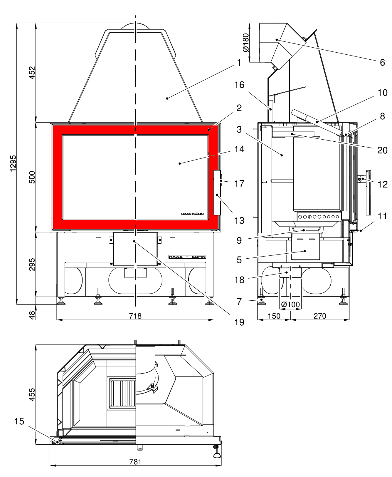 Haas-Sohn Komfort III 180.18 puerta de la cámara de combustión