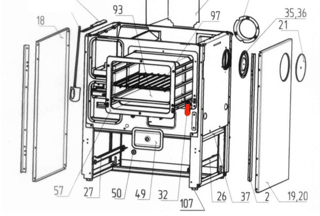 Wamsler K118 Scharnier für Bratrohrtür Steckteil