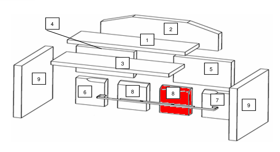 Wamsler Typ 10180 Rückwandstein mittig unten rechts Feuerraumstein