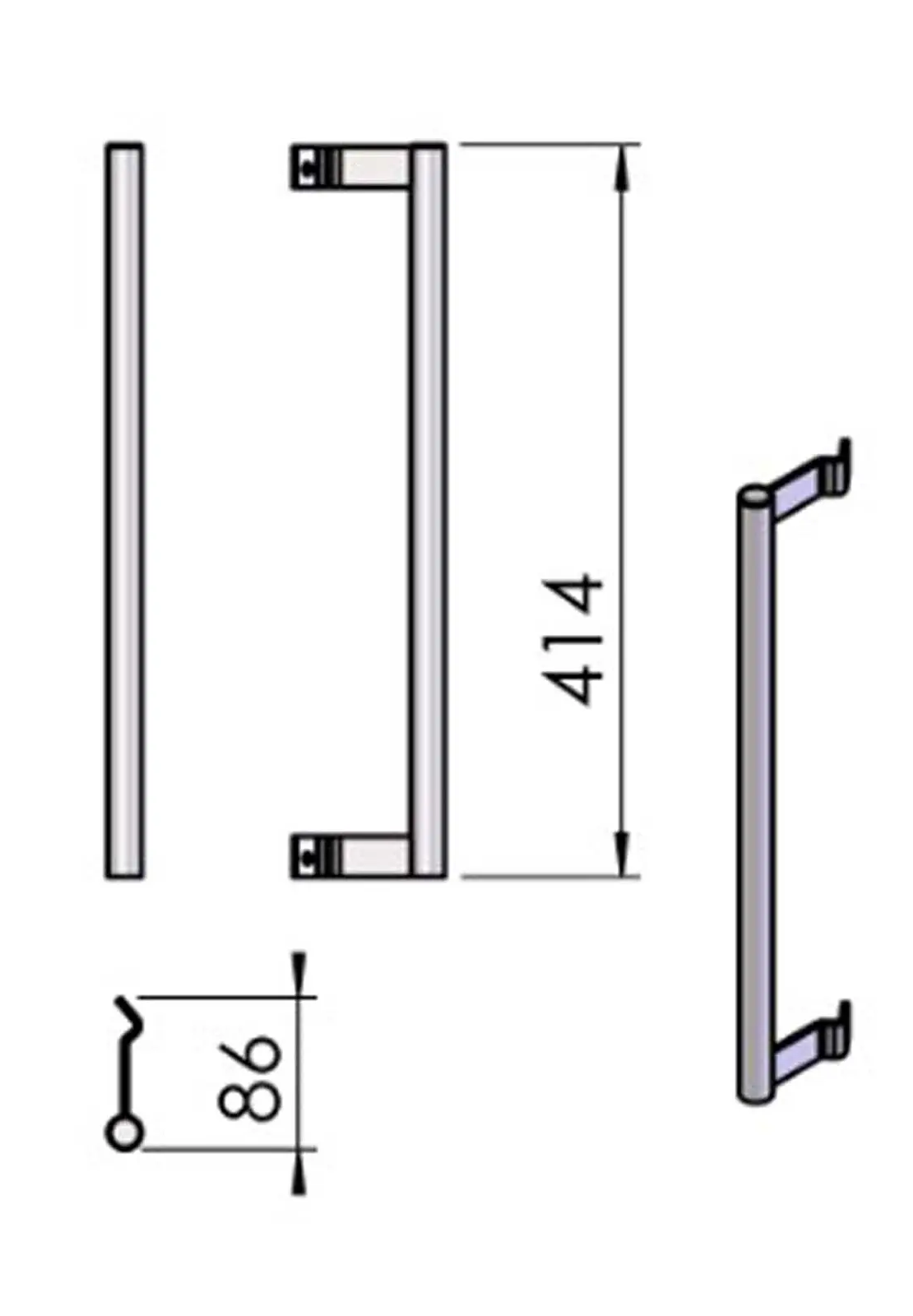 Termatech TT23 manija de la puerta acero inoxidable