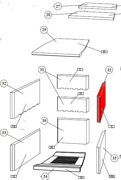 Fireplace Adria Seitenstein rechts oben Vermiculitestein