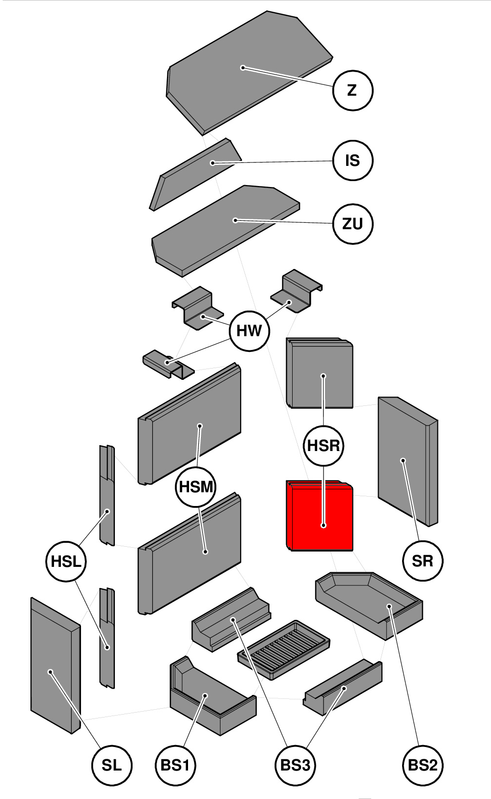 Haas+Sohn Komfort IV 180.18 Seitenstein rechts hinten unten Feuerraumstein