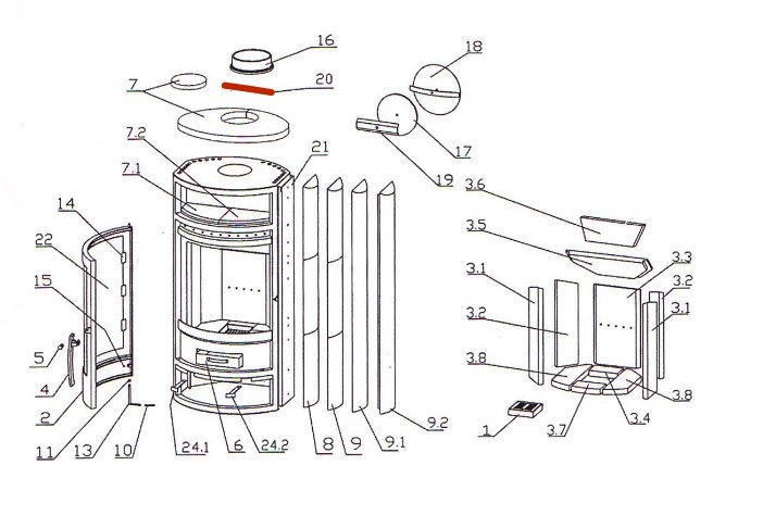 Oranier Polar 4 fixation couvercle du trou de fumée 