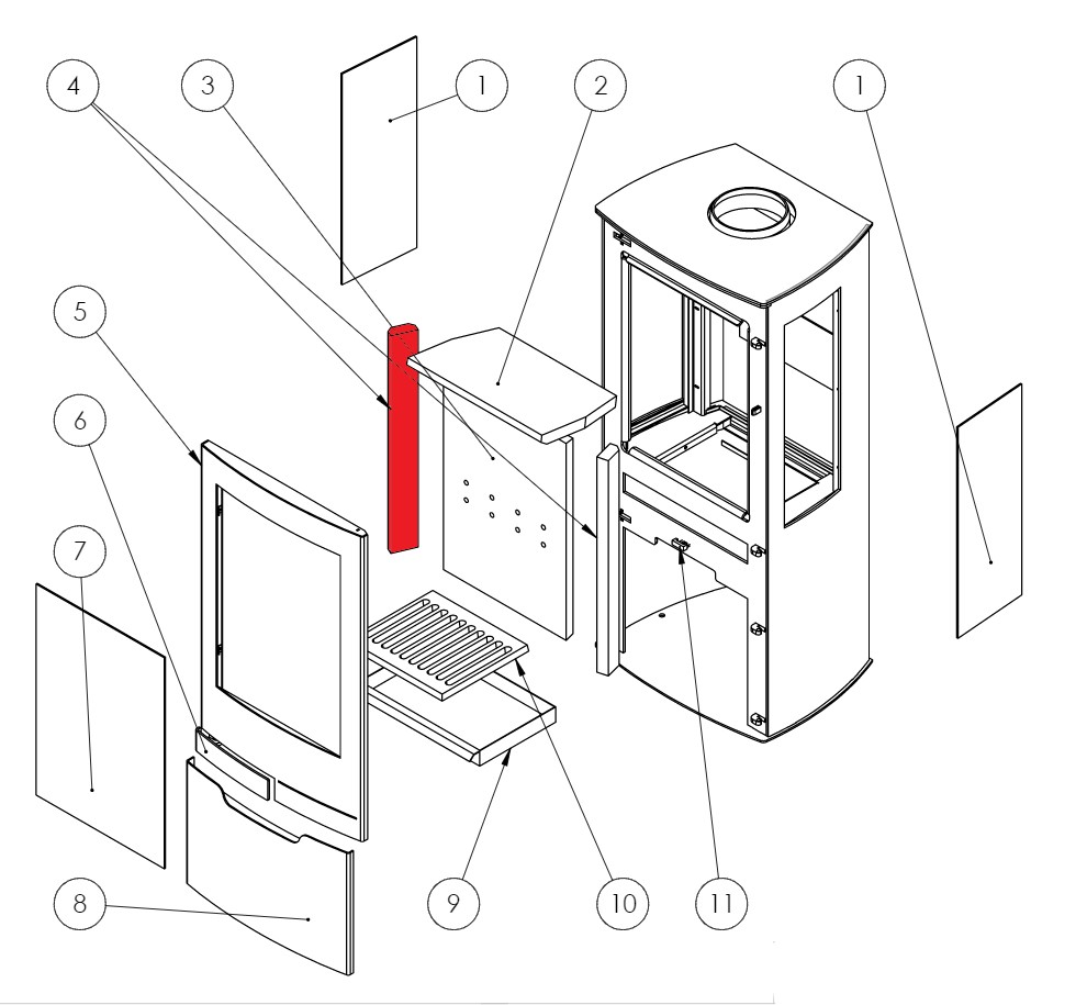 Panadero Zinc Seitenstein links Vermiculitestein