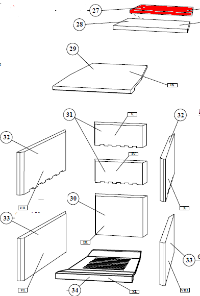 Fireplace Raguza Zugumlenkung oben Prallplatte