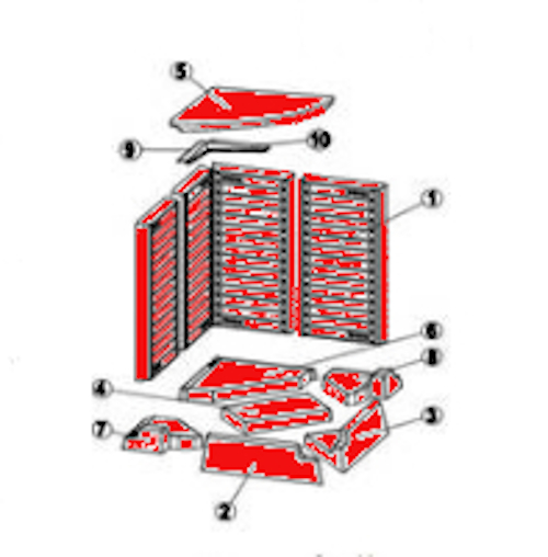 Austroflamm 55x55x57 K eck forro de la cámara de combustión