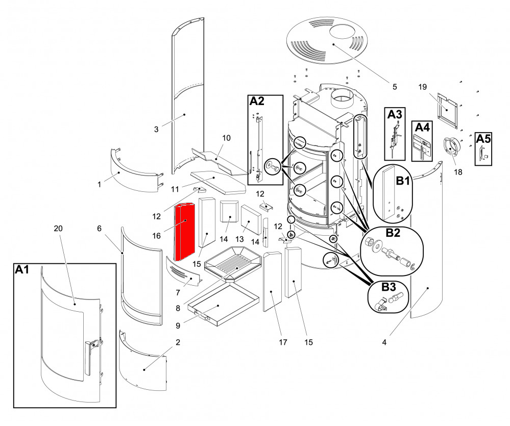 Haas+Sohn Olbia easy 209.15 Seitenstein links vorne Feuerraumstein