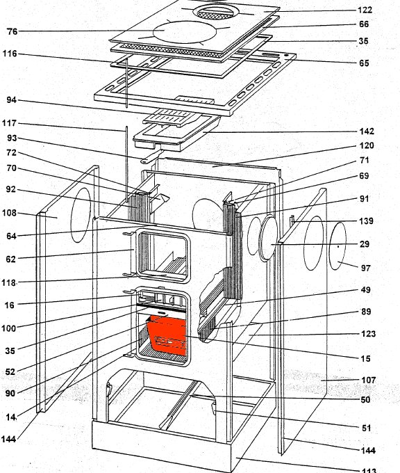 Wamsler K150 Aschekasten Ascheschublade