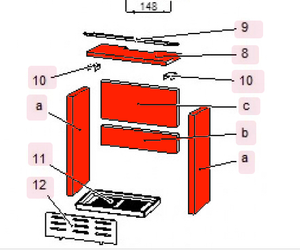 Haas+Sohn Pinus II 218.17 Feuerraumauskleidung Feuerraumsteine