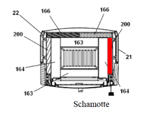 Haas+Sohn Modena 305.15 Pierre de paroi côté à droite pierre de la chambre de combustion