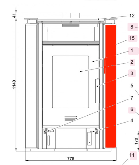 Haas-Sohn Kuopio 265.17 revestimiento lateral a la derecha serpentino