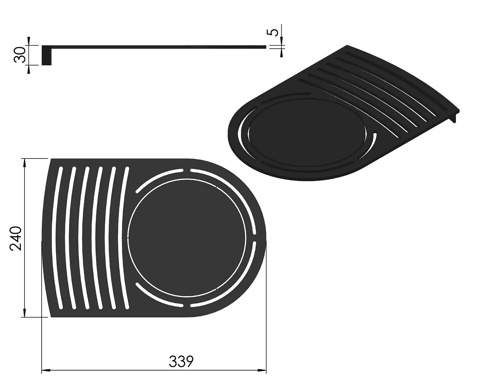 Termatech TT22S rejilla superior acero negro